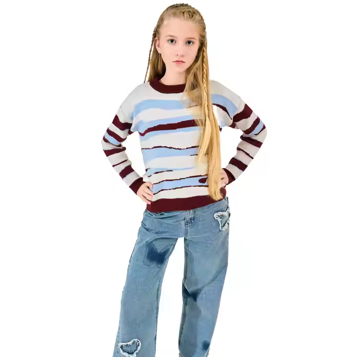 Girls' Cardigan Sweater Knitted Cotton Wool Puffer Style Pullover Closure for Autumn Winter Spring Seasons for Children Aged 12
