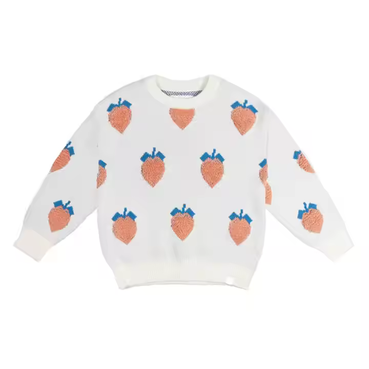 Fashion Design High Quality Cute Custom Knit Sweater Winter Warm Long Sleeve Round Neck Baby Girls' Sweaters