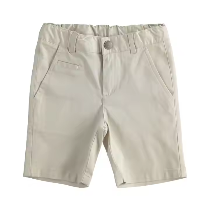 Custom Logo High Quality Elastic Waist Customizable Colors Boys Shorts Casual Chino Fabric Shorts