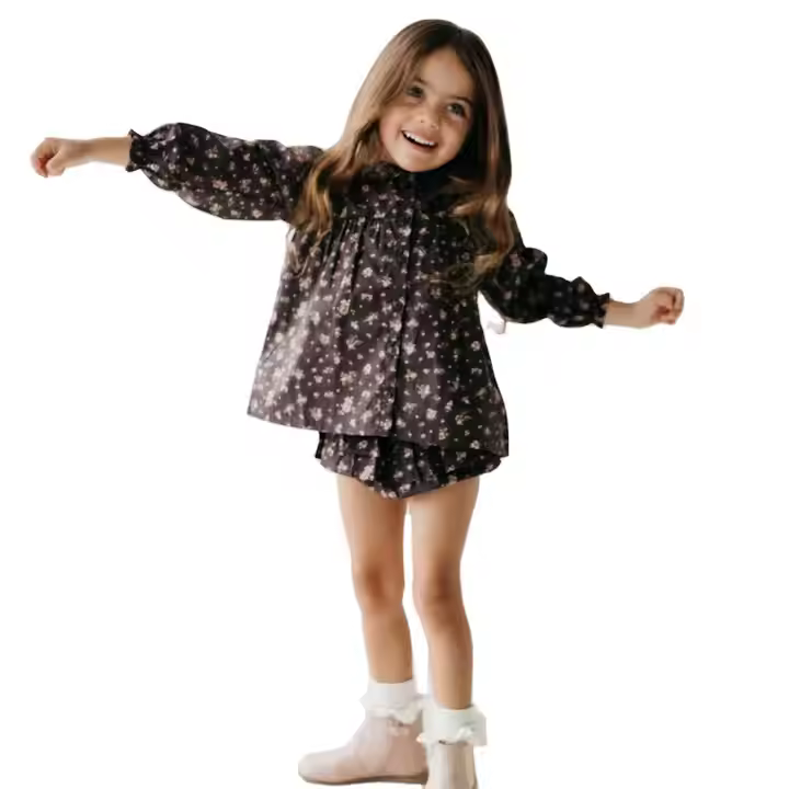 Customised Toddler Girls Clothing Sets Polyester Cotton Blend Winter Fall Clothes Kids Cloth Set for Baby Girl