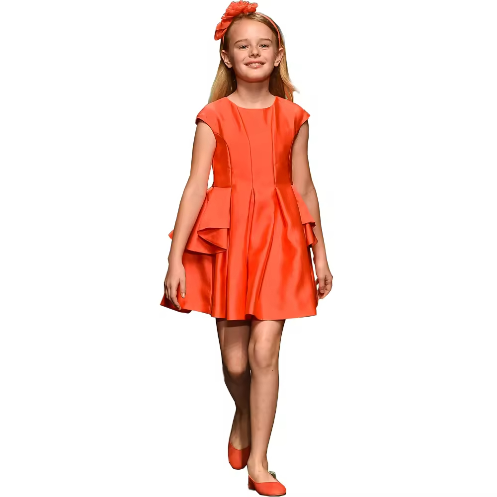 Summer Casual Children's Party Dresses Sleeveless A-Line Style With O-Neck Collar Solid Pattern Baby Frock Girl Dress Parties