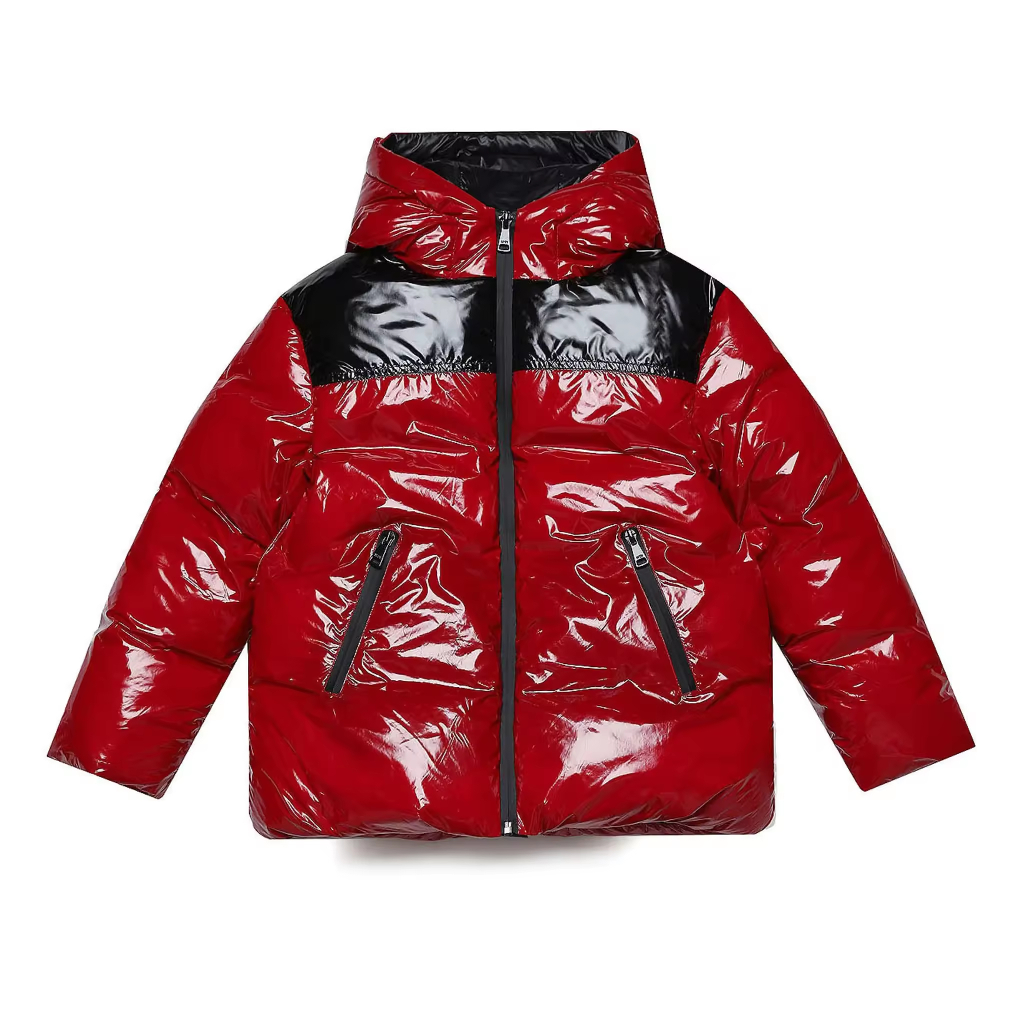 High-End Quality Lightweight Puffer Down Jacket Coat for Kids Fashionable Color Block Design with Zipper Closure for Winter