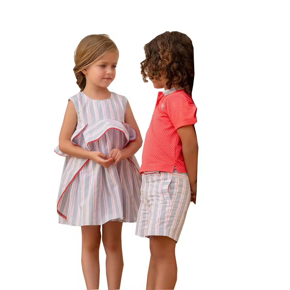 Guangzhou High Quality Children Clothing Quick Fashion Sleeveless Girls Dress Boys Shirt and Shorts Kids Summer Clothes Set