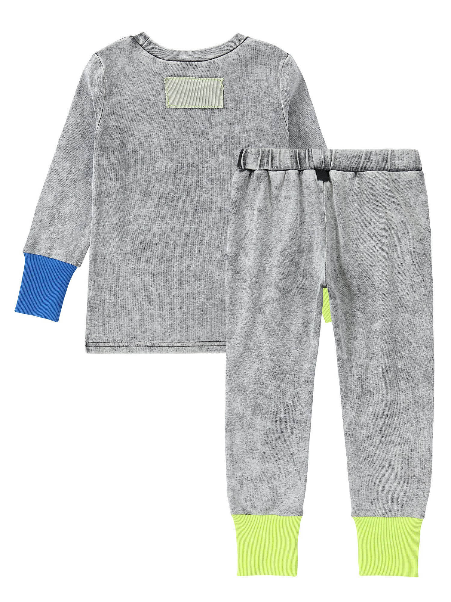 Custom Private Label Acid Wash Vintage Look Boys and Girls Casual Pajamas Set Contrast Color Cuff-Sleepwear