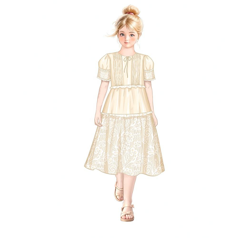 30 Years Children's Clothing Factory Designer Custom OEM ODM Customized Children's Girls Long Dress High Quality Girls' Dress